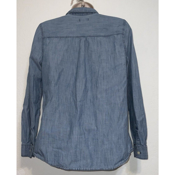 Old Navy Womens Button Front Denim Blouse Long Sleeve Top Size S - Picture 3 of 3